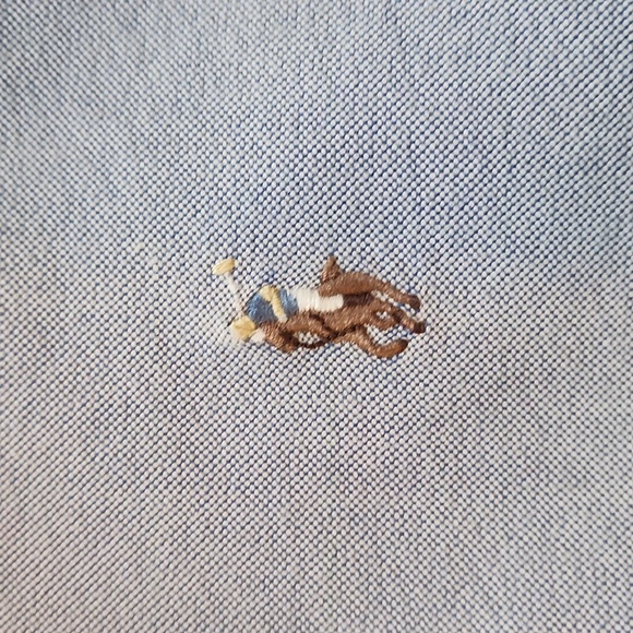 Ralph Lauren Young Mens Button Dress Shirt Blue Cotton Size 18 EUC - Picture 3 of 7